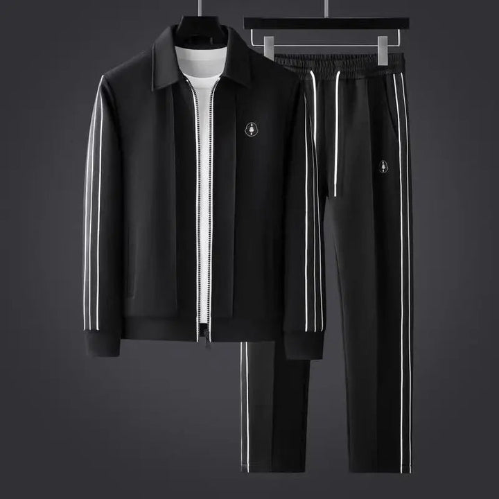 Men's athletic tracksuit set: zip-up jacket & joggers for active comfort, gym workouts, or sporty casual wear.
