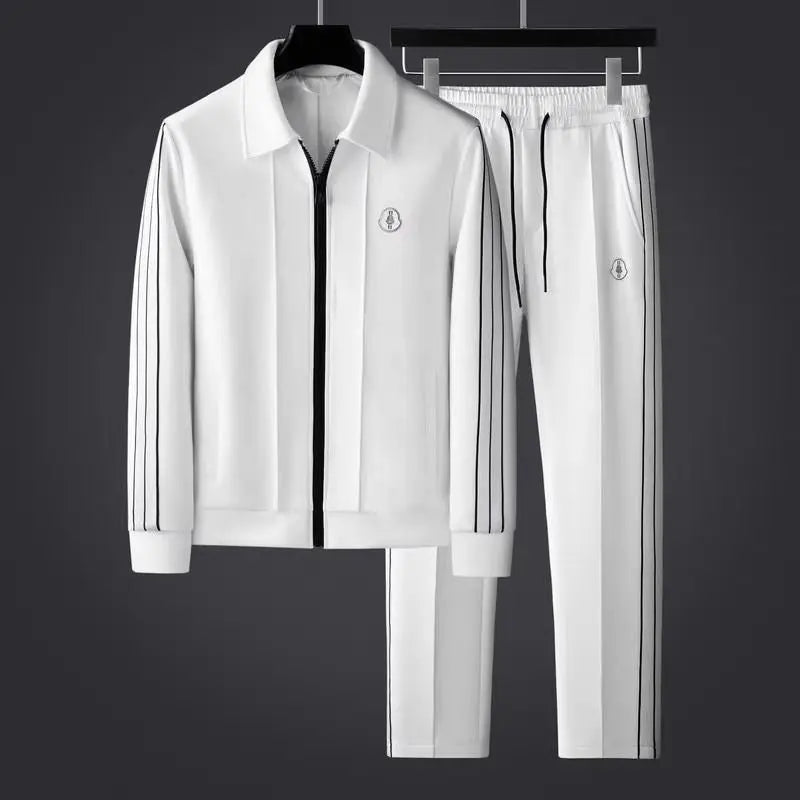 Versatile men's tracksuit set with a stylish zip jacket & soft joggers, great for men's fashion, sport, or relaxation.