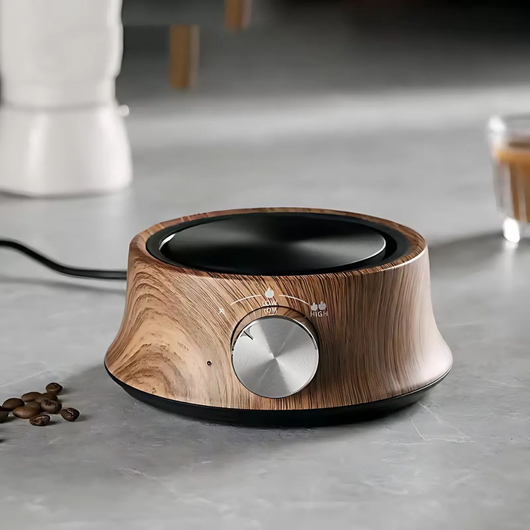 Mini electric hot plate with adjustable temperature control, perfect for compact use.