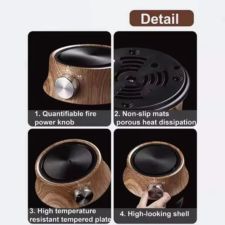 Easy-to-use mini electric hot plate, compact design with simple temperature control.