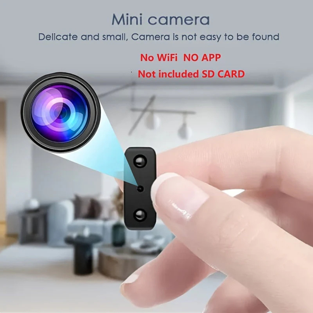 Compact full HD spy camera for surveillance, featuring night vision and motion detection