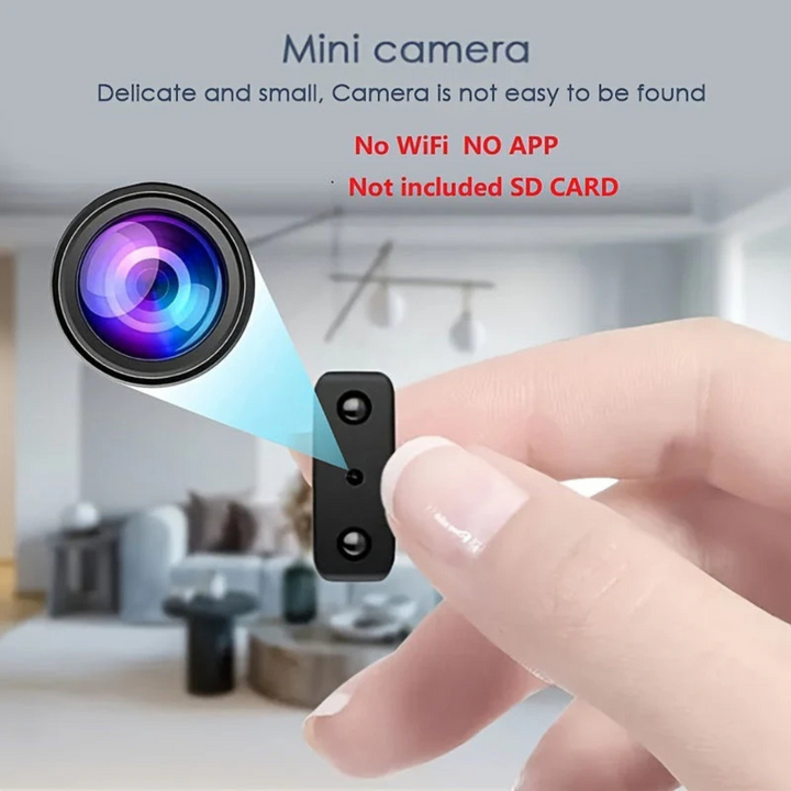 Compact full HD spy camera for surveillance, featuring night vision and motion detection