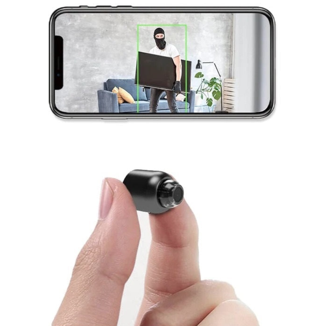 Mini WiFi Home Security Camera with wireless connectivity and night vision for discreet indoor surveillance.