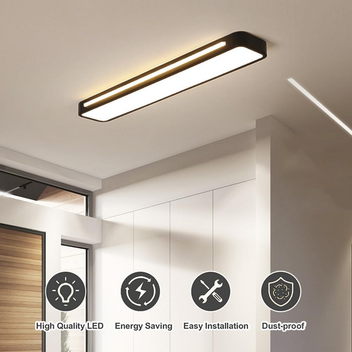 Nordic style long LED ceiling light, perfect for minimalist and modern decor schemes.