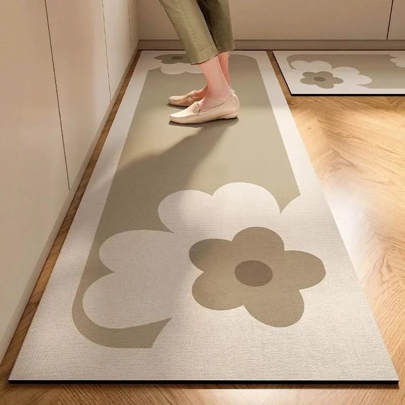 Easy clean non-slip kitchen floor mat. Durable, minimalist design for busy kitchens, enhancing home safety.