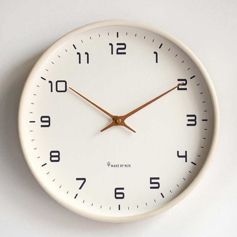 Minimalist wooden frame wall clock with silent mechanism, perfect for modern home decor.