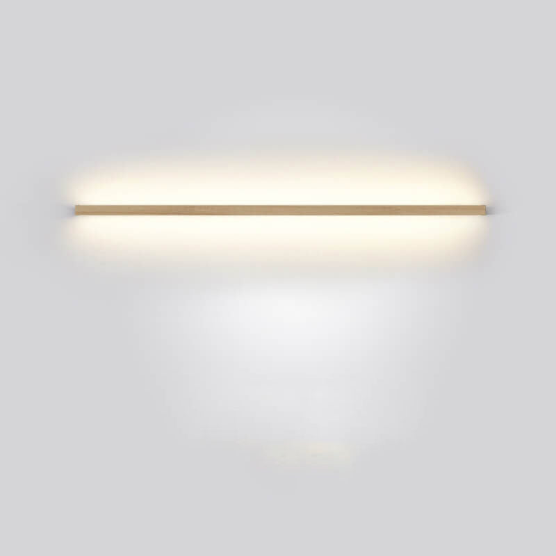 Dark wood finish wall lamp, offering warm dimmable LED light for stylish bedroom decor.