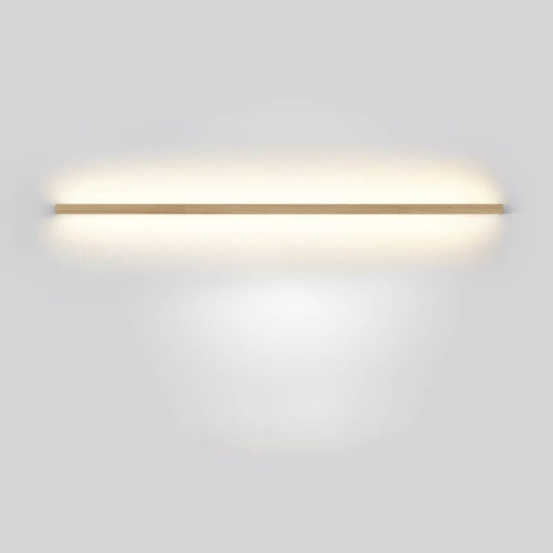 Light wood minimalist wall lamp, enhancing home decor with atmospheric LED lighting.