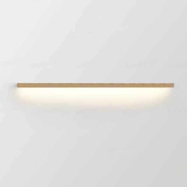Versatile wooden wall lamp, designed for both bedroom and living room atmospheric lighting.