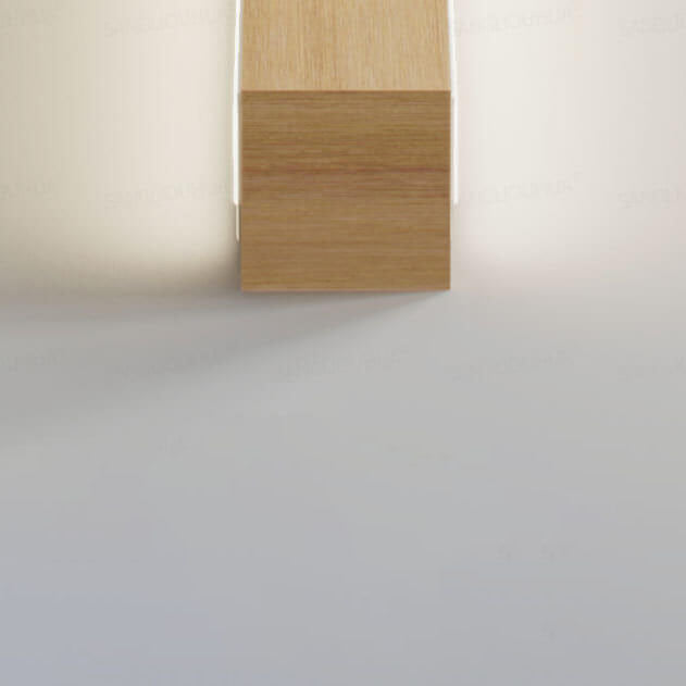 Sleek wooden LED wall lamp, ideal for ambient lighting in bedrooms or living rooms.