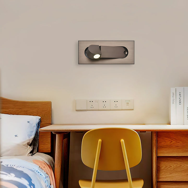 Minimalist LED wall lamp, adjustable arm, ideal for bedroom accent lighting.