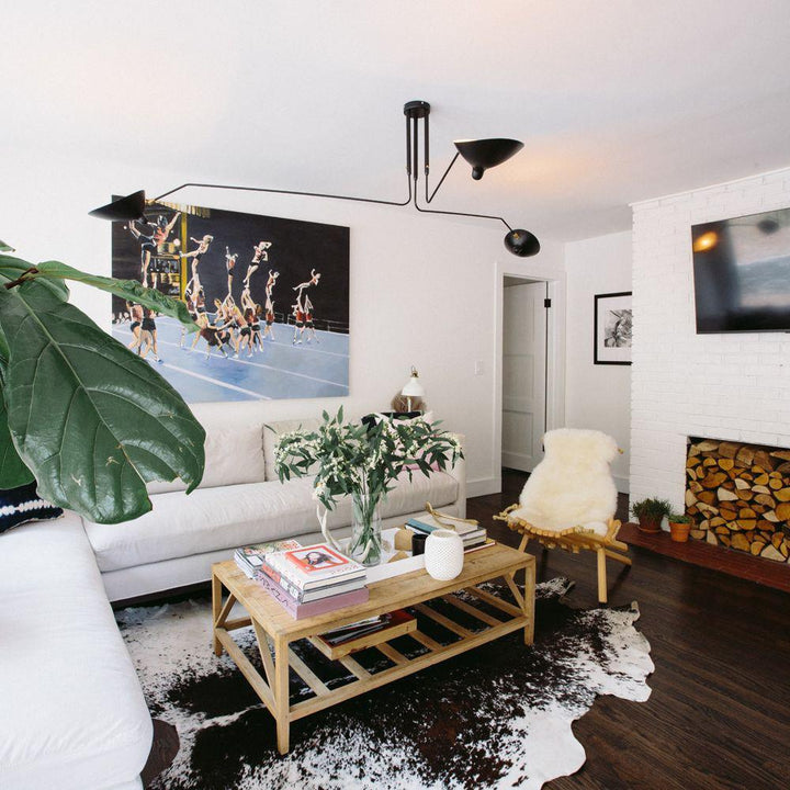 Sleek contemporary multi-arm ceiling lamp, perfect for bedroom lighting needs.