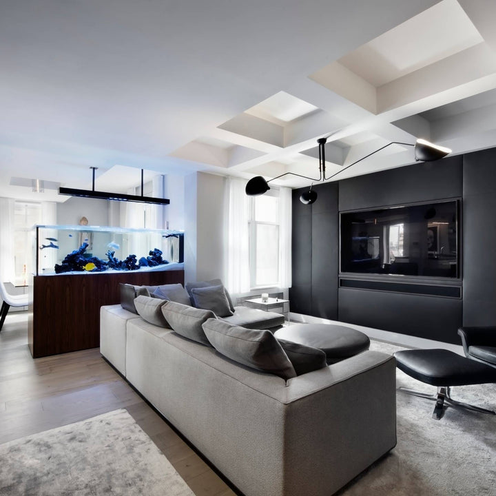 Minimalist adjustable multi-arm ceiling lamp, perfect for modern bedrooms.
