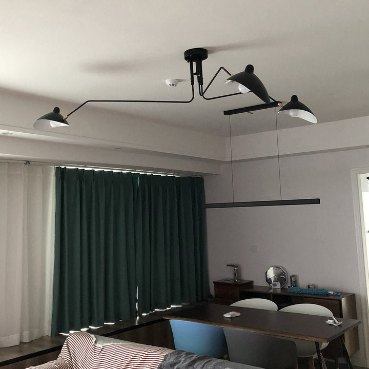 Multi-arm ceiling light, adjustable for modern living room and home decor.