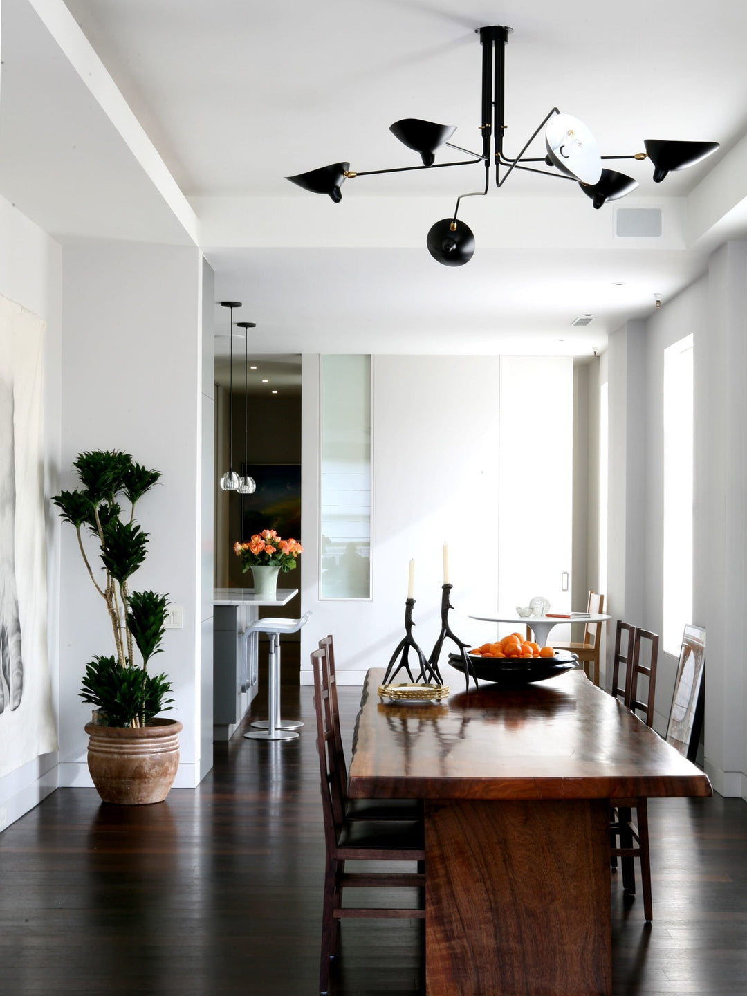Contemporary multi-arm adjustable ceiling light, ideal for living room decor.