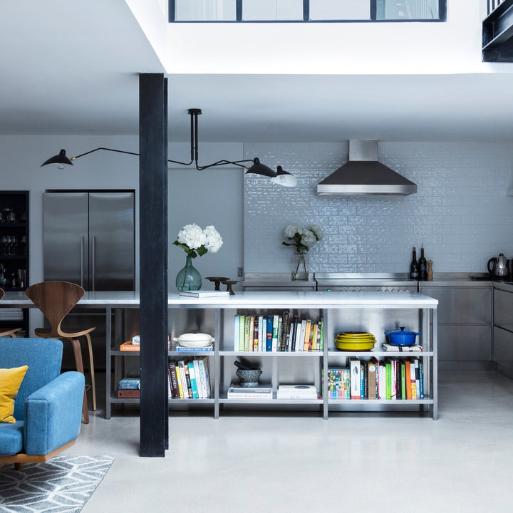 Contemporary multi-arm ceiling lamp, with adjustable arms for dynamic lighting.