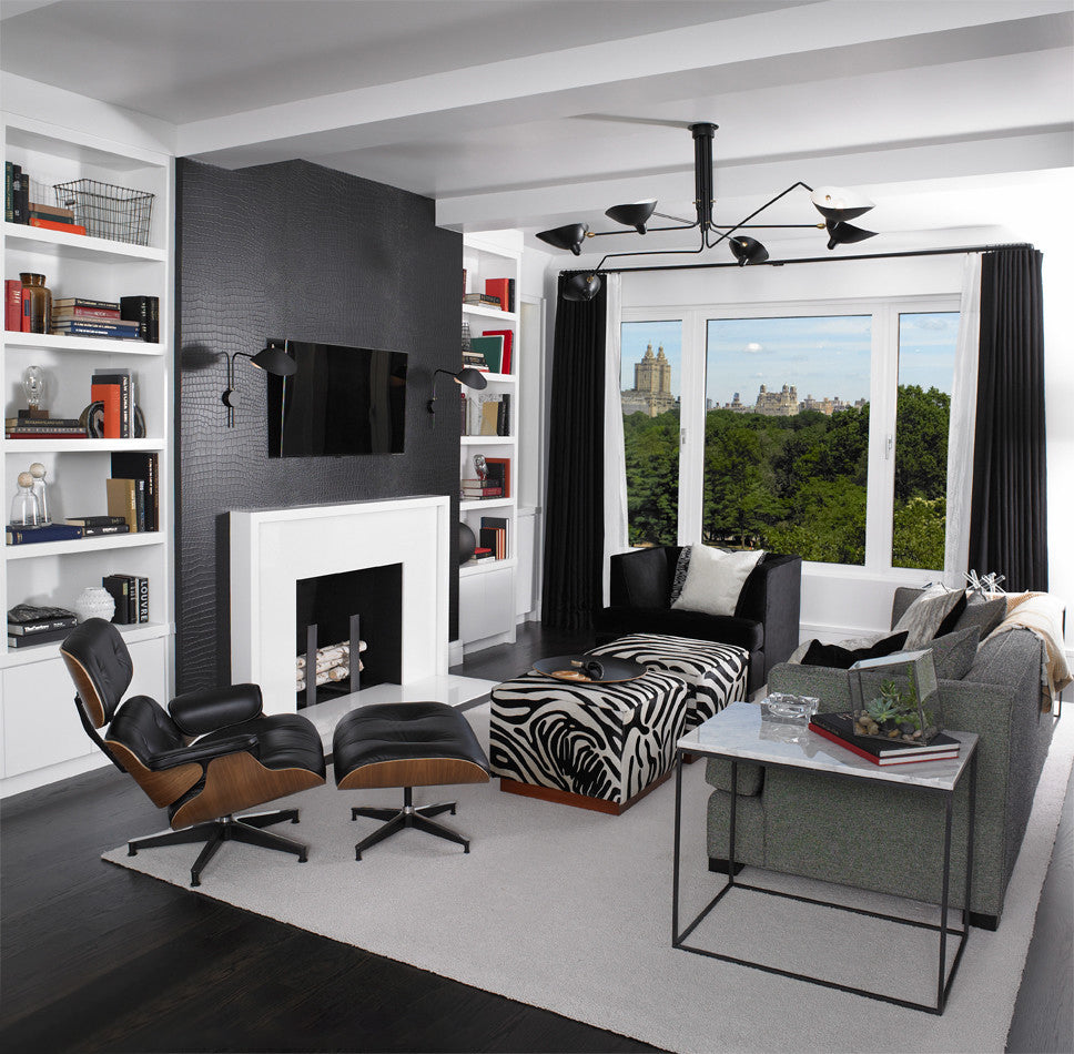 Contemporary adjustable multi-arm ceiling fixture, for flexible home lighting.