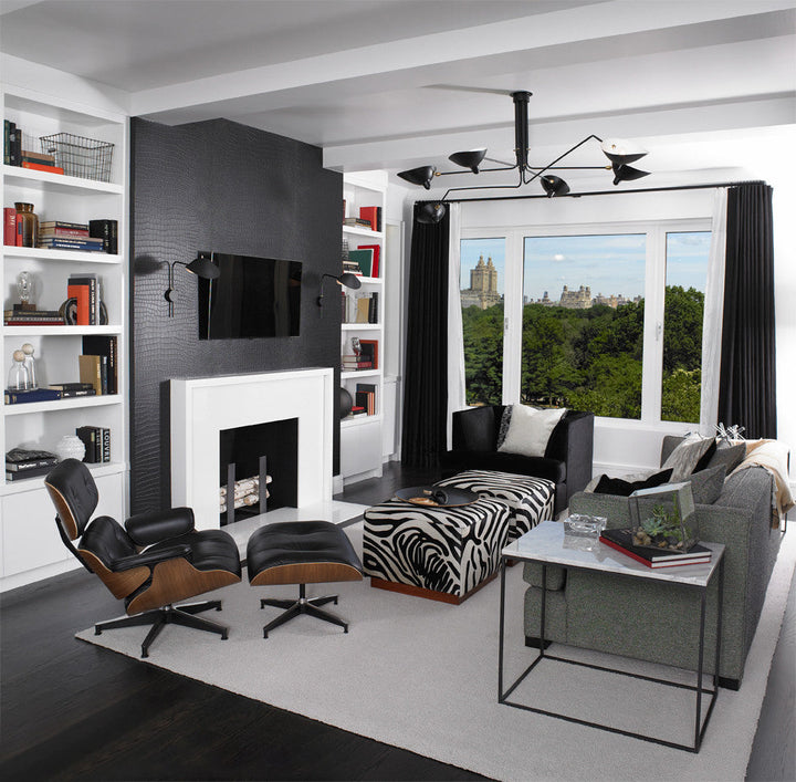 Contemporary adjustable multi-arm ceiling fixture, for flexible home lighting.