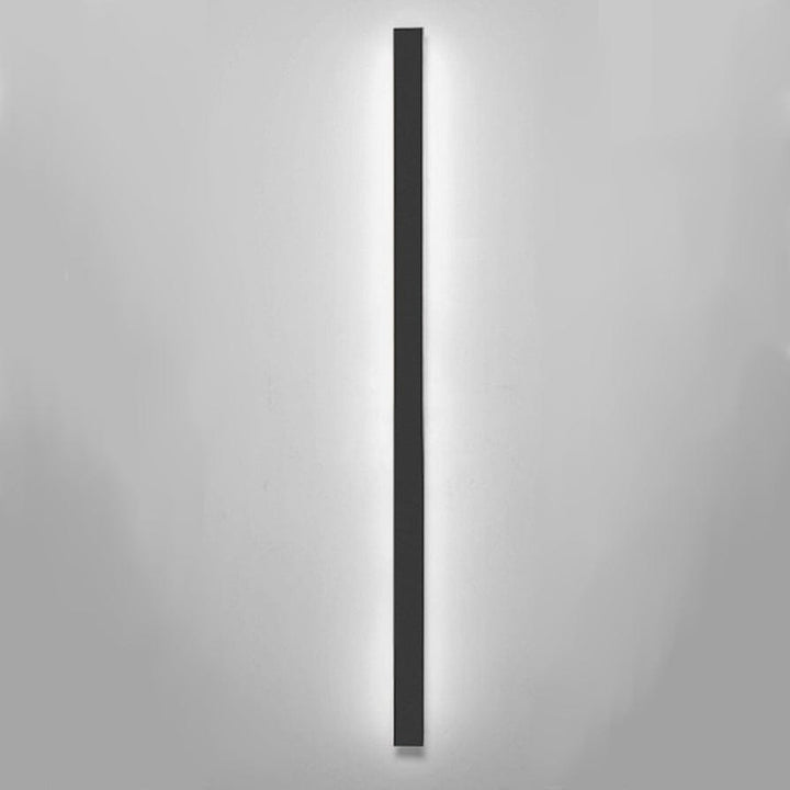 Sleek modern LED wall sconce, provides energy-efficient backlit outdoor lighting.