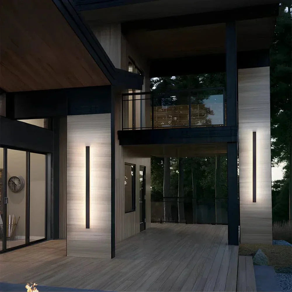 Weather-resistant LED wall sconce, durable exterior lighting for any modern home.