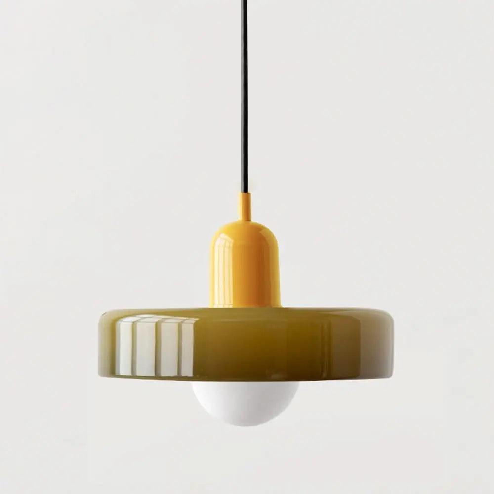 Modern interior lighting: Bauhaus style colored glass pendant for contemporary spaces.