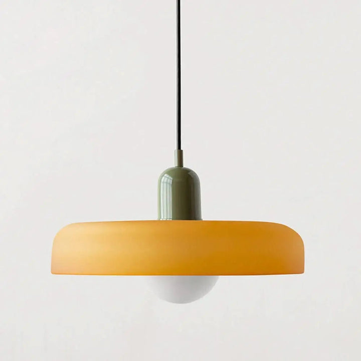 Modern interior lighting, Bauhaus colored glass pendant, adjustable for perfect ambiance.