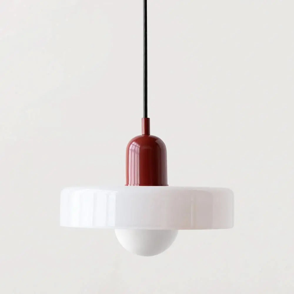 Unique modern lighting, colored glass pendant, ideal for enhancing any elegant space.