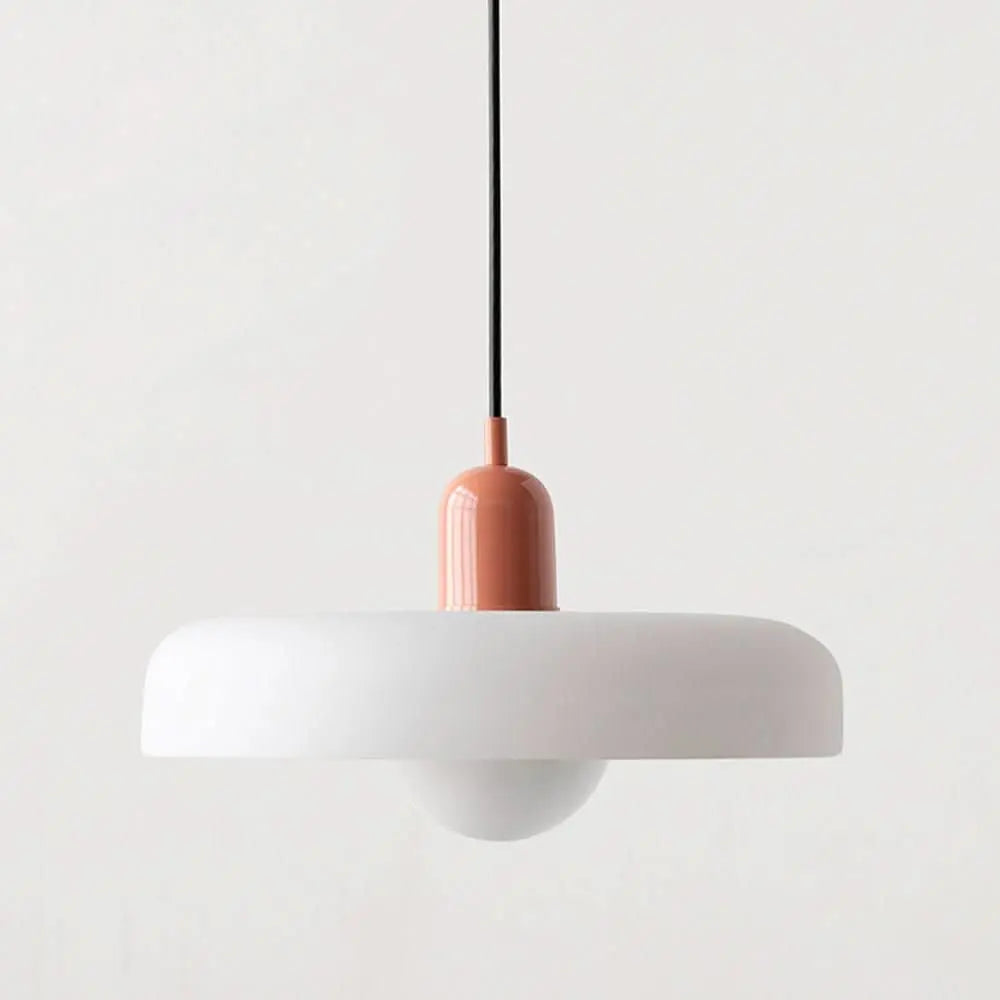 Contemporary living room lighting, Bauhaus style colored glass pendant, truly unique.