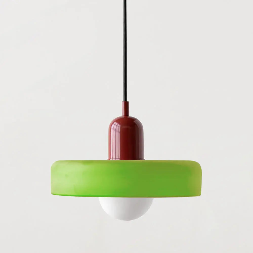 Stylish round colored glass pendant, modern ceiling light for unique interior statements.