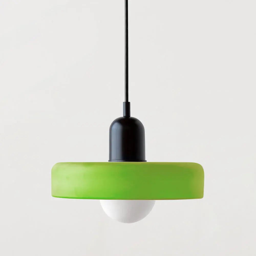Decorative modern ceiling light, Bauhaus colored glass, enhancing sophisticated ambiance.