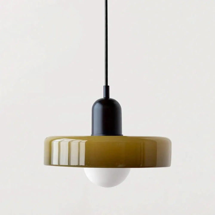 Stylish contemporary colored glass pendant, Bauhaus inspired for modern living.