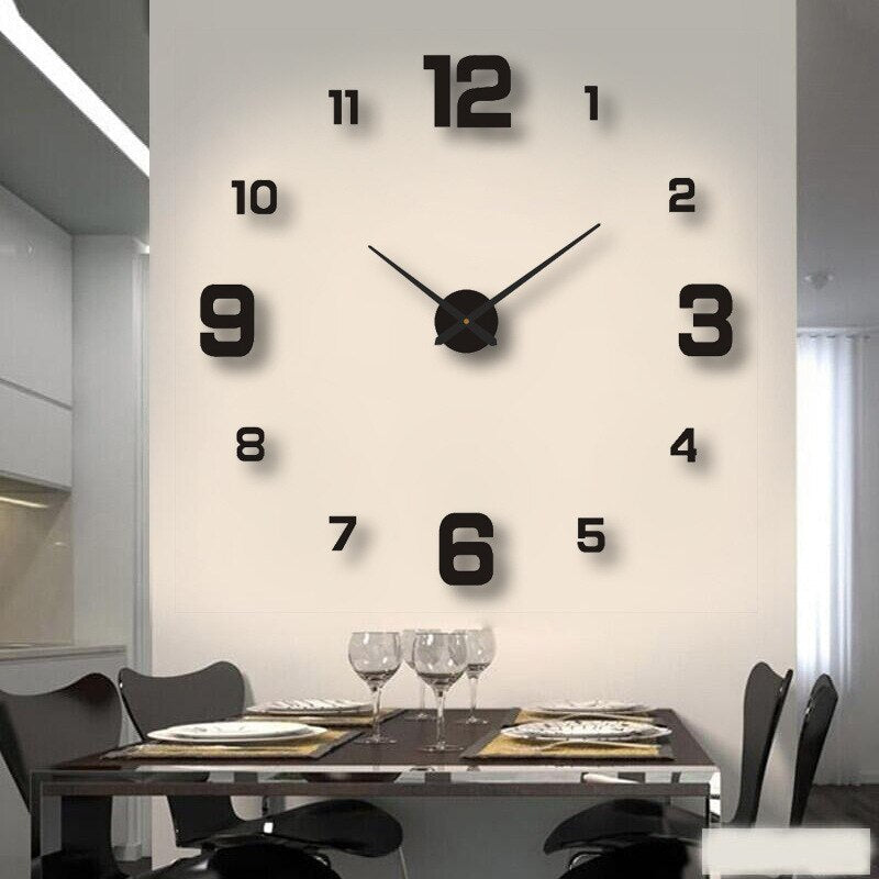 Modern black quartz wall clock, a stylish statement piece for contemporary home decor.
