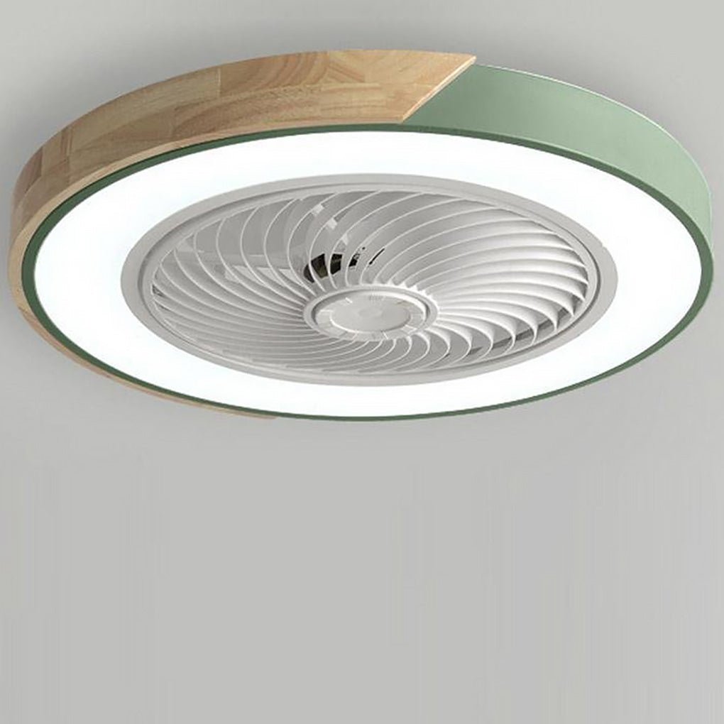 Innovative bladeless ceiling fan with LED light, offering safe and quiet air circulation via remote.