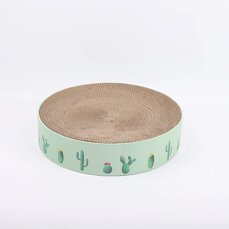 Vertical cat scratching board, cactus design. Protects sofas, offers play.