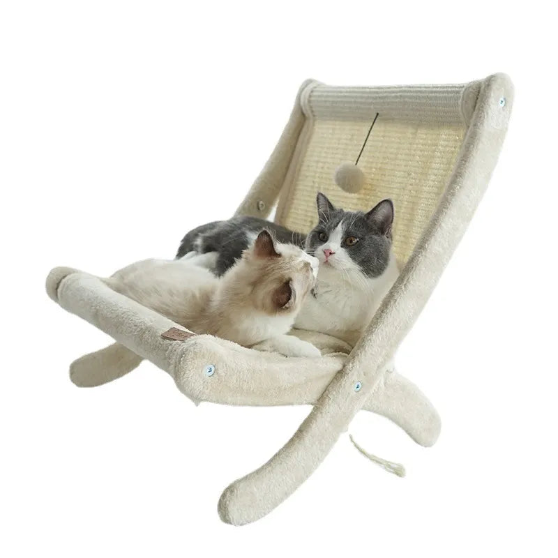 Stylish cat deckchair offering a comfy bed & sturdy scratching surface. Ideal pet furniture.