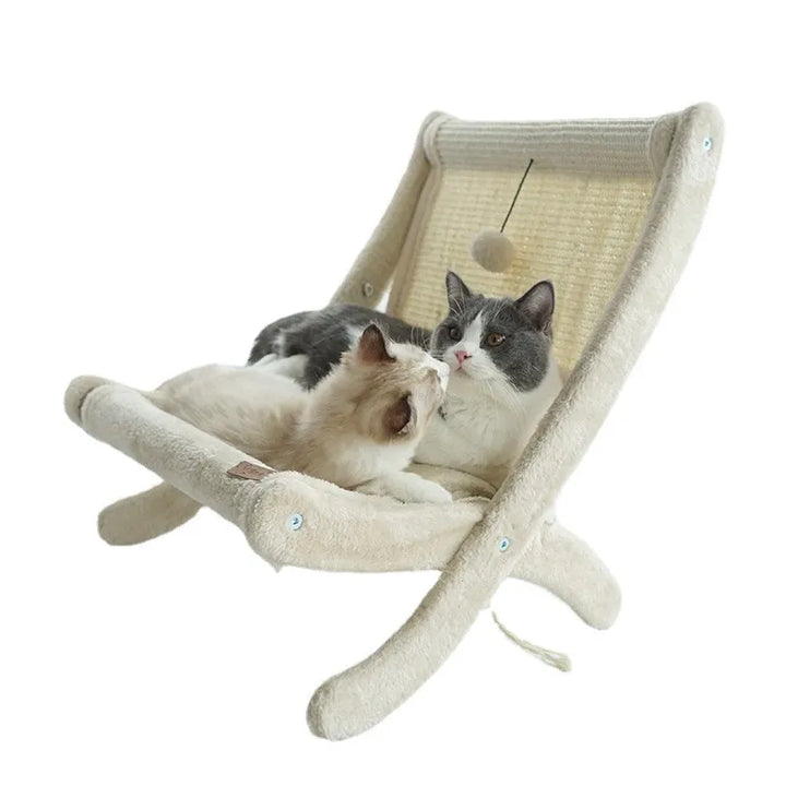 Stylish cat deckchair offering a comfy bed & sturdy scratching surface. Ideal pet furniture.