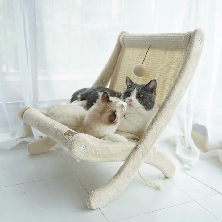 Cozy cat lounger deckchair, a comfortable pet bed for your cat to relax and sleep.