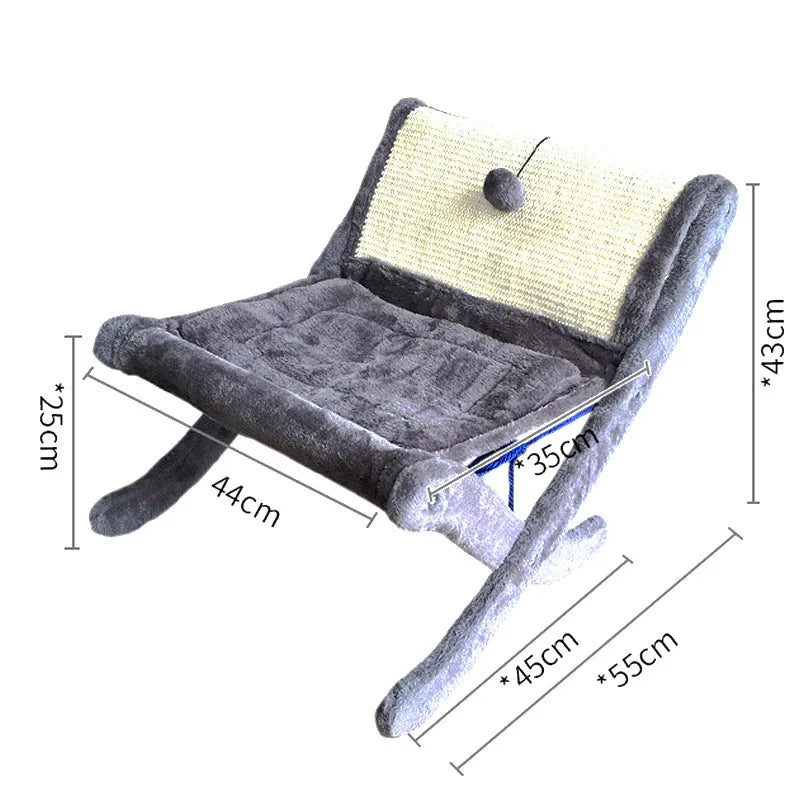 Feline comfort cat bed featuring an integrated corrugated cardboard scratcher for happy paws.