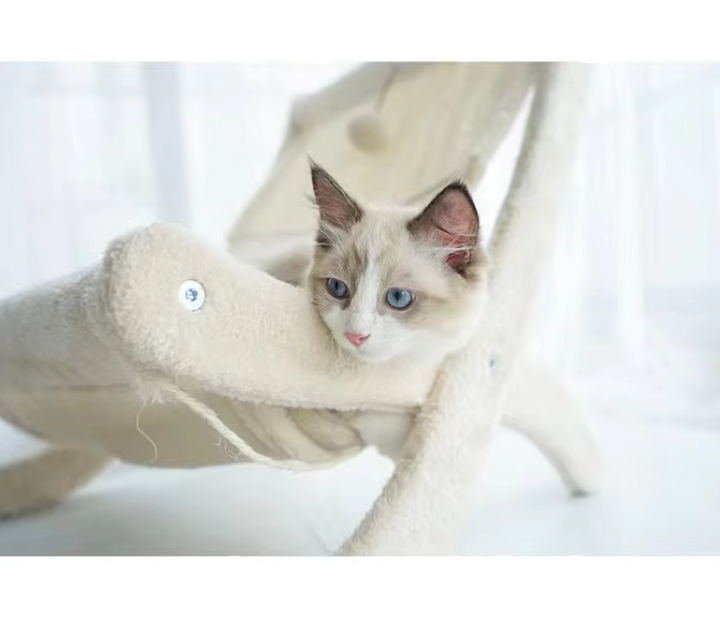 Versatile cat deckchair, a comfortable cat bed and robust scratching post for all feline needs.