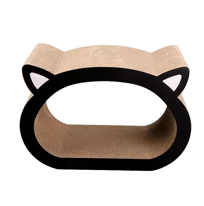 Feline play area and resting spot: a modern cat scratching furniture with a comfy lounger bed.