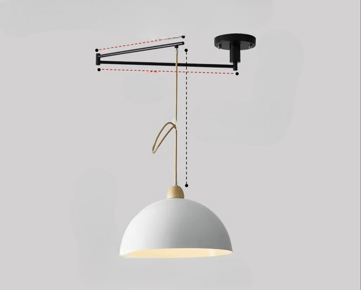 Modern ceiling light with adjustable arms for flexible illumination in living rooms.