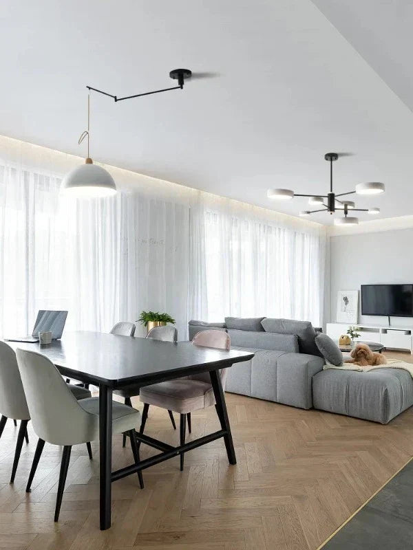 Adjustable modern ceiling light, ideal for living rooms. Provides flexible indoor lighting and designer appeal.