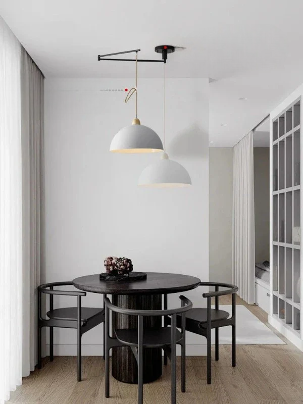 Adjustable modern LED ceiling light, perfect for dining or living room. Flexible illumination, stylish design.
