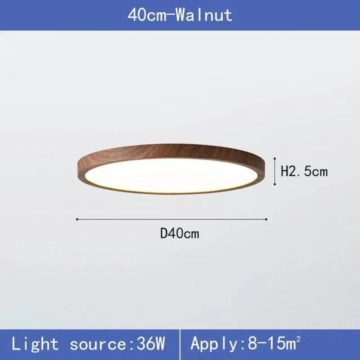 Eco-friendly circular wooden LED ceiling lamp. Stylish and energy-efficient home lighting.