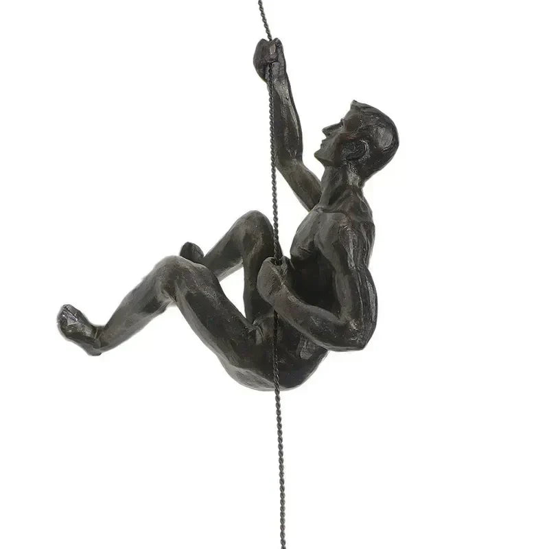 Modern abstract climbing figures sculpture set for distinctive wall art.