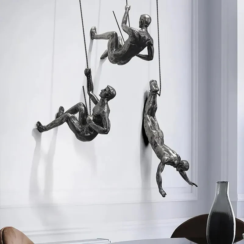 Contemporary decorative art: Abstract climbing men wall accent set.