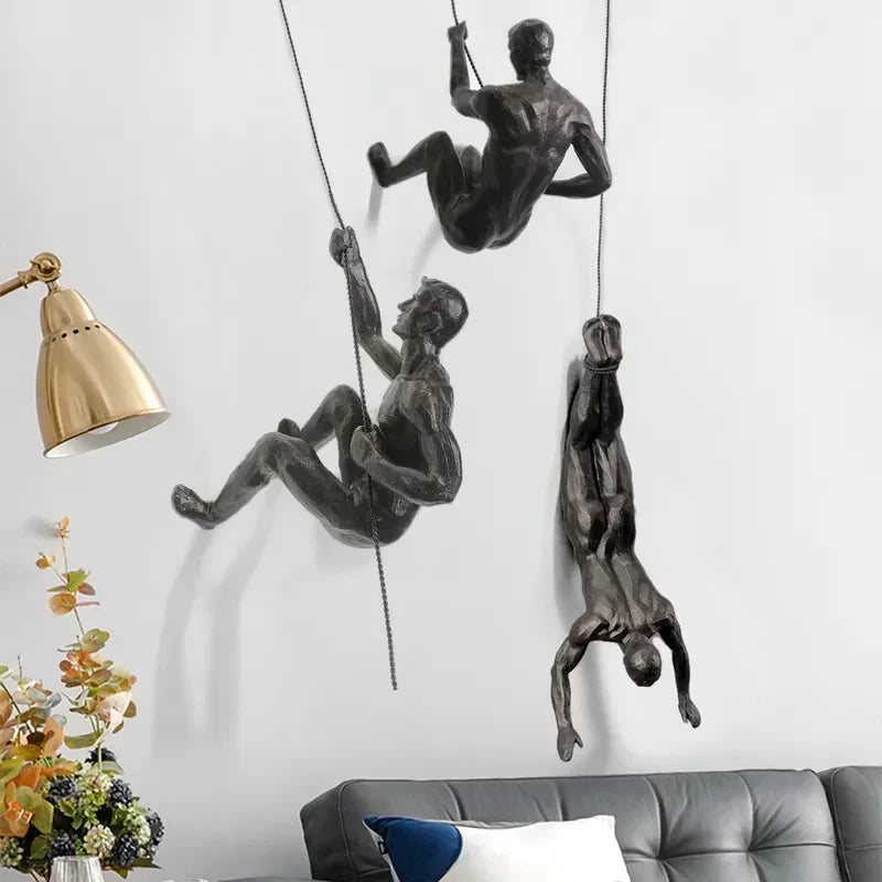 Modern art climbing figures sculpture set, ideal for contemporary spaces.