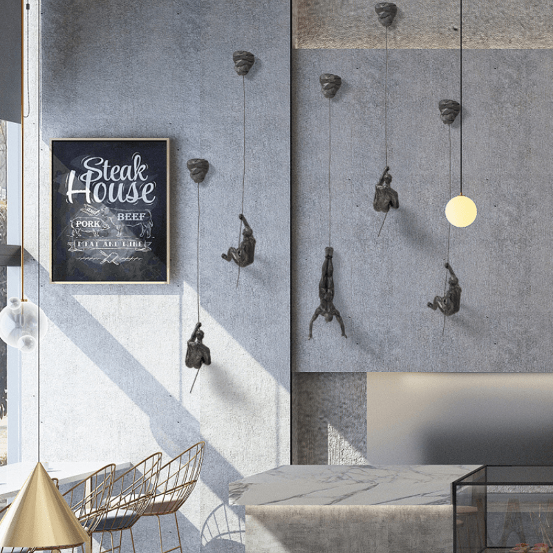 Abstract climbing men wall art set, perfect for modern living room decoration.