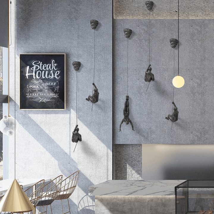 Abstract climbing men wall art set, perfect for modern living room decoration.