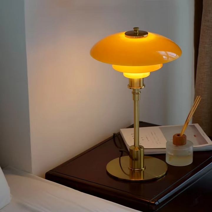 Elegant LED table lamp, warm light, contemporary Scandinavian design for modern home decor.